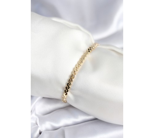 Pirinç Gold Renk Yassı Zincir Model Kadın Bileklik - TJ-BB7960