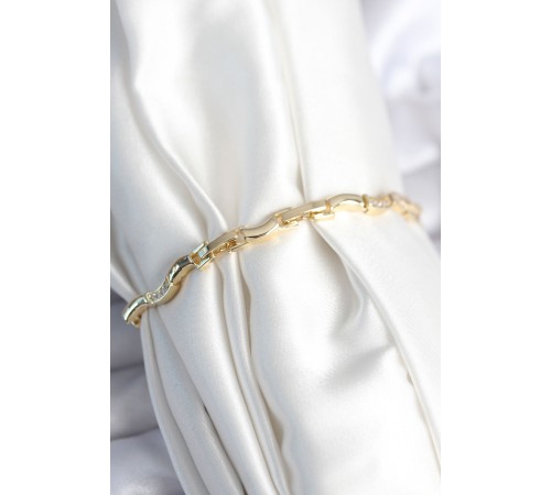 Pirinç Gold Renk Dalgalı Model Kadın Bileklik - TJ-BB7962