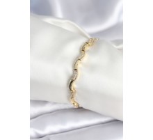 Pirinç Gold Renk Dalgalı Model Kadın Bileklik - TJ-BB7962