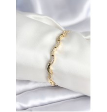 Pirinç Gold Renk Dalgalı Model Kadın Bileklik - TJ-BB7962