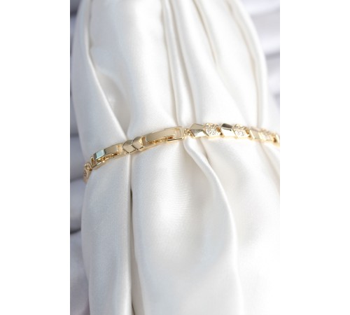 Pirinç Gold Renk Zirkon Taşlı Balık Sırtı Model Kadın Bileklik - TJ-BB7963