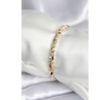Pirinç Gold Renk Zirkon Taşlı Balık Sırtı Model Kadın Bileklik - TJ-BB7963