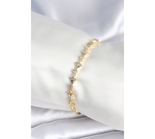 Pirinç Gold Renk Yelpaze Model Kadın Bileklik - TJ-BB7964