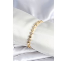 Pirinç Gold Renk Zirkon Taşlı Yonca Model Kadın Bileklik - TJ-BB7969