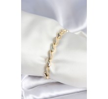 Pirinç Gold Renk Zirkon Taşlı Sarmal Model Kadın Bileklik - TJ-BB7970