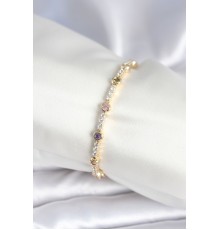 Pirinç Gold Renk Zirkon Taşlı Kadın Bileklik - TJ-BB7971