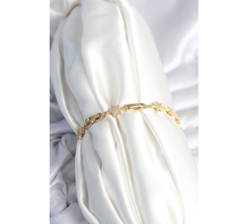 Pirinç Gold Renk Yıldız Model Kadın Bileklik - TJ-BB7980