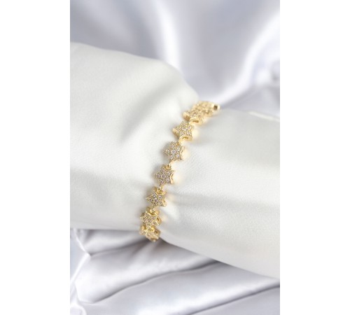 Pirinç Gold Renk Yıldız Model Kadın Bileklik - TJ-BB7980