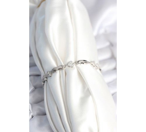 Pirinç Gümüş Renk Kalp Model Kadın Bileklik - TJ-BB7981