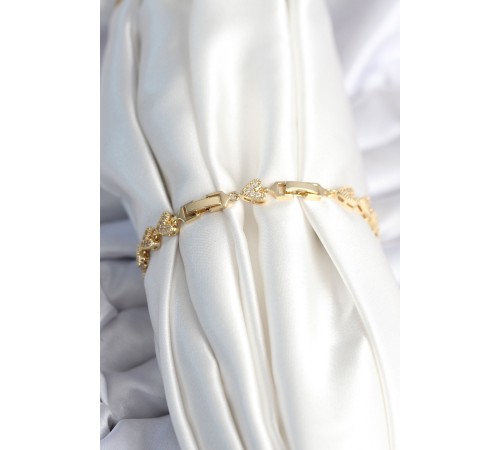 Pirinç Gold Renk Kalp Model Kadın Bileklik - TJ-BB7982
