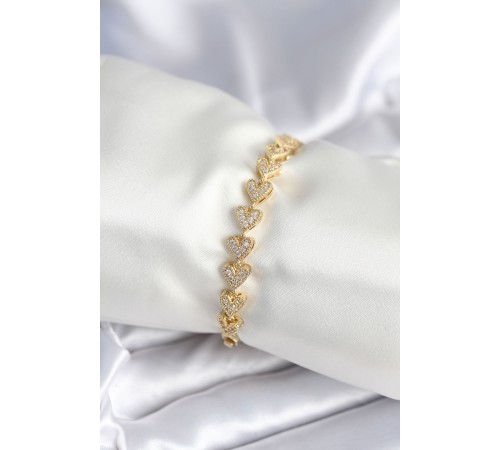 Pirinç Gold Renk Kalp Model Kadın Bileklik - TJ-BB7982