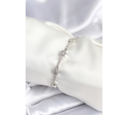 Pirinç Gümüş Renk Halley Yıldız Model Kadın Bileklik - TJ-BB7983