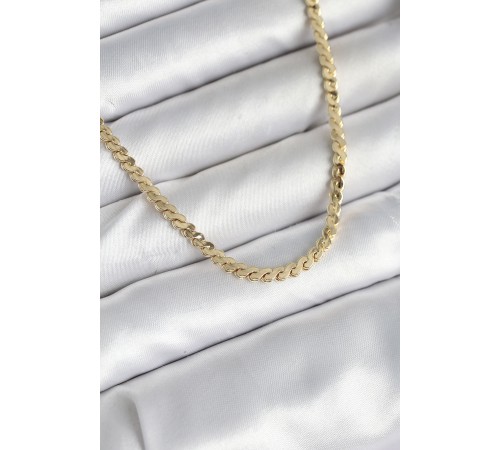 60 cm Gold Renk Pirinç Yassı Zincir Model Kadın Kolye - TJ-BKO10602