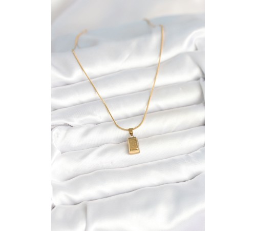 316L Çelik Gold Renk Mini Külçe Altın Model Kolye - TJ-BKO10603