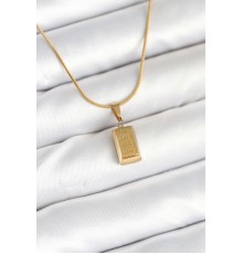 316L Çelik Gold Renk Mini Külçe Altın Model Kolye - TJ-BKO10603