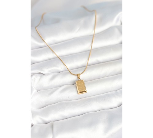 316L Çelik Gold Renk Külçe Altın Model Kolye - TJ-BKO10604