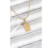316L Çelik Gold Renk Külçe Altın Model Kolye - TJ-BKO10604