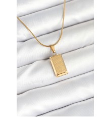 316L Çelik Gold Renk Külçe Altın Model Kolye - TJ-BKO10604