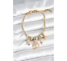 Pirinç Gold Renk Yaşam Ağacı Charmlı Kadın Bileklik - TJ-BB7989