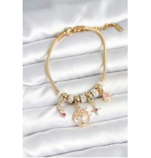 Pirinç Gold Renk Yaşam Ağacı Charmlı Kadın Bileklik - TJ-BB7989