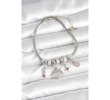 Pirinç Gümüş Renk Yaşam Ağacı Charmlı Kadın Bileklik - TJ-BB7990
