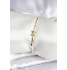 Kelebek Figürlü Zirkon Taşlı Gold Renk Pirinç Kadın Bileklik - TJ-BB8002