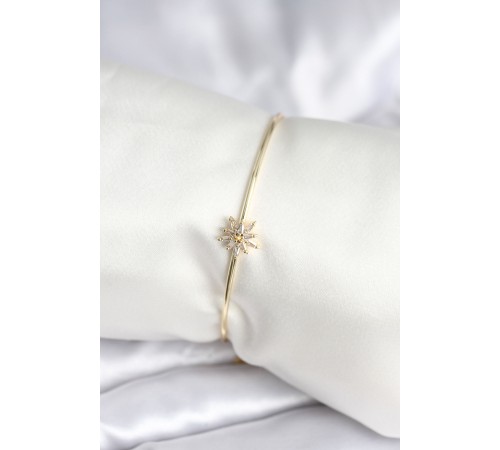 Yıldız Figürlü Gold Renk Pirinç Kadın Bileklik - TJ-BB8003