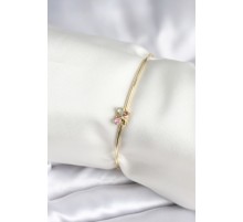 Renkli Kelebek Figür Gold Renk Pirinç Kadın Bileklik - TJ-BB8004