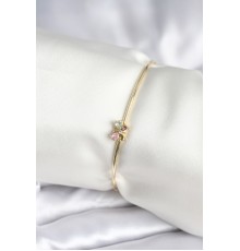 Renkli Kelebek Figür Gold Renk Pirinç Kadın Bileklik - TJ-BB8004