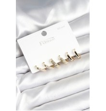 Pirinç Gold Renk 925 Ayar Gümüş Çivi Kadın Küpe Seti - TJ-BKP11275
