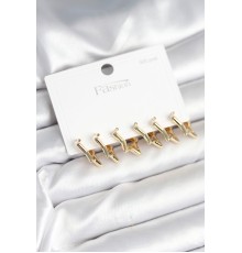 Yıldız Model Gold Renk 925 Ayar Gümüş Çivili Kadın Küpe Seti - TJ-BKP11278