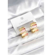 Mineli Karışık Renkli Gold Pirinç Kadın Küpe - TJ-BKP11285
