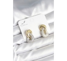 Sarmal Model Gold Gümüş Renk Pirinç Kadın Küpe - TJ-BKP11287