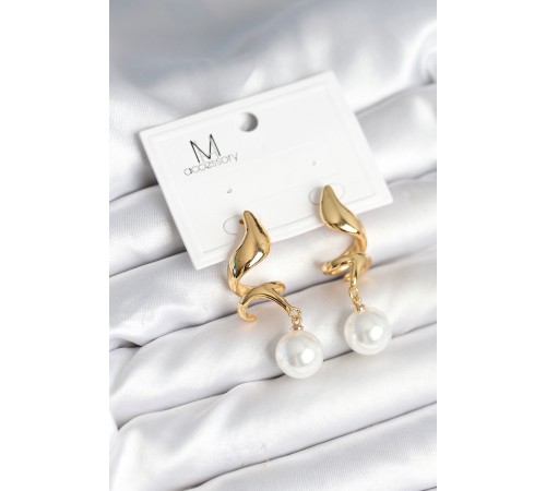 inci Detaylı Sarmal Model Gold Renk Pirinç Kadın Küpe - TJ-BKP11291