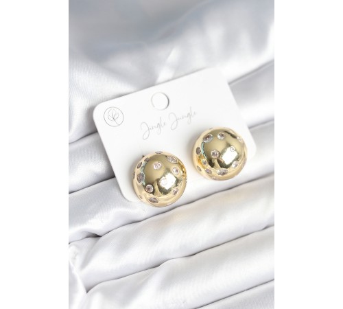 Pirinç Gold Renk Zirkon Taşlı Kadın Küpe - TJ-BKP11292