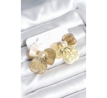 Çiçek Model Gold Renk Pirinç Kadın Küpe - TJ-BKP11293