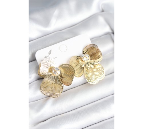 Çiçek Model Gold Renk Pirinç Kadın Küpe - TJ-BKP11293