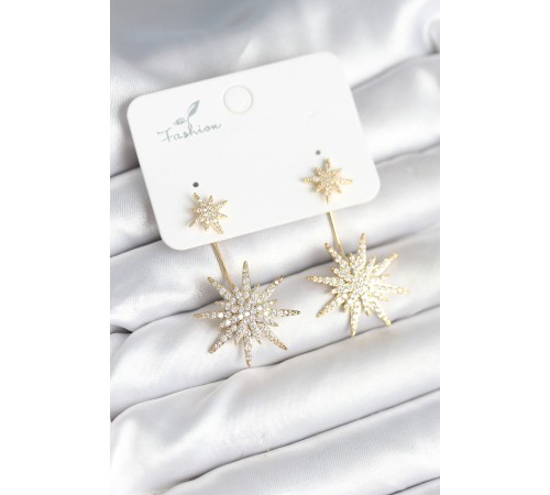 Kutup Yıldızı Model Zirkon Taşlı Pirinç Kadın Küpe - TJ-BKP11294