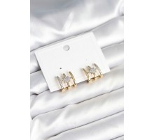 Kaburga Model Kutup Yıldızı Detaylı Gold Renk Kadın Küpe - TJ-BKP11296