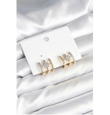 Kaburga Model Kutup Yıldızı Detaylı Gold Renk Kadın Küpe - TJ-BKP11296