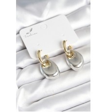 Pirinç Damla Model Gümüş Gold Renk Kadın Küpe - TJ-BKP11297