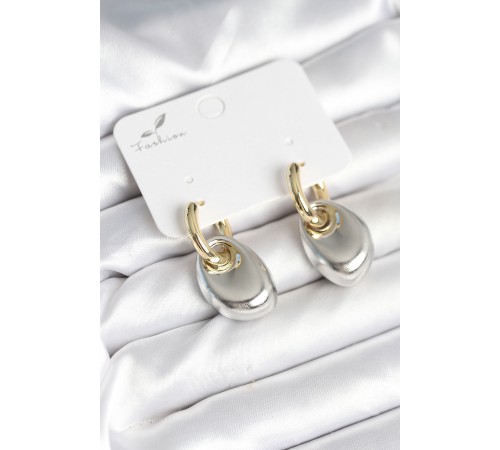 Pirinç Damla Model Gümüş Gold Renk Kadın Küpe - TJ-BKP11297