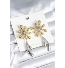 Çiçek Model Gold Gümüş Renk Kadın Küpe - TJ-BKP11298