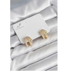 Zirkon Taşlı Gold Renk Kadın Küpe - TJ-BKP11304