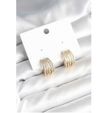Kaburga Model Zirkon Taşlı Pirinç Kadın Küpe - TJ-BKP11310