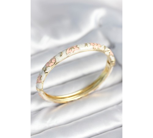 Beyaz Pembe Renk Detaylı Mineli Kelepçe - TJ-BB8009