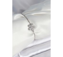 Çiçek Model Asansörlü Gümüş Renk Kadın Bileklik - TJ-BB8012