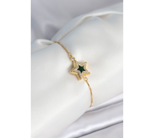 Yıldız Model Asansörlü Gold Renk Kadın Bileklik - TJ-BB8013