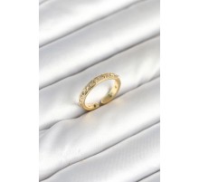 Pirinç Gold Renk Zirkon Taşlı Kadın Yüzük - TJ-BYK3903