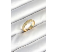 Gold Renk Şerit Zirkon Taşlı Kadın Yüzük - TJ-BYK3905